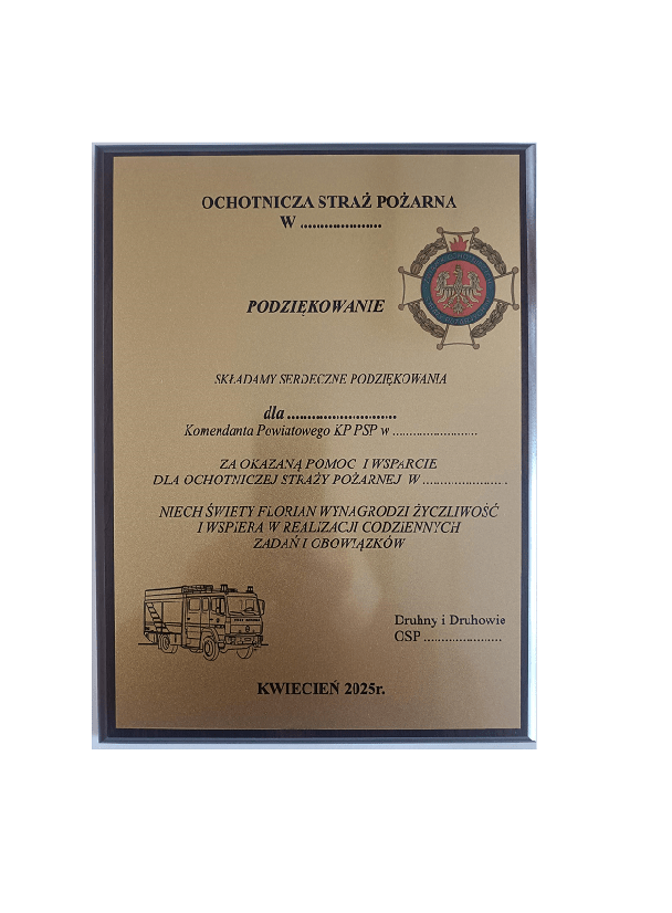 Podziękowanie na podkładzie MDF 30x20cm