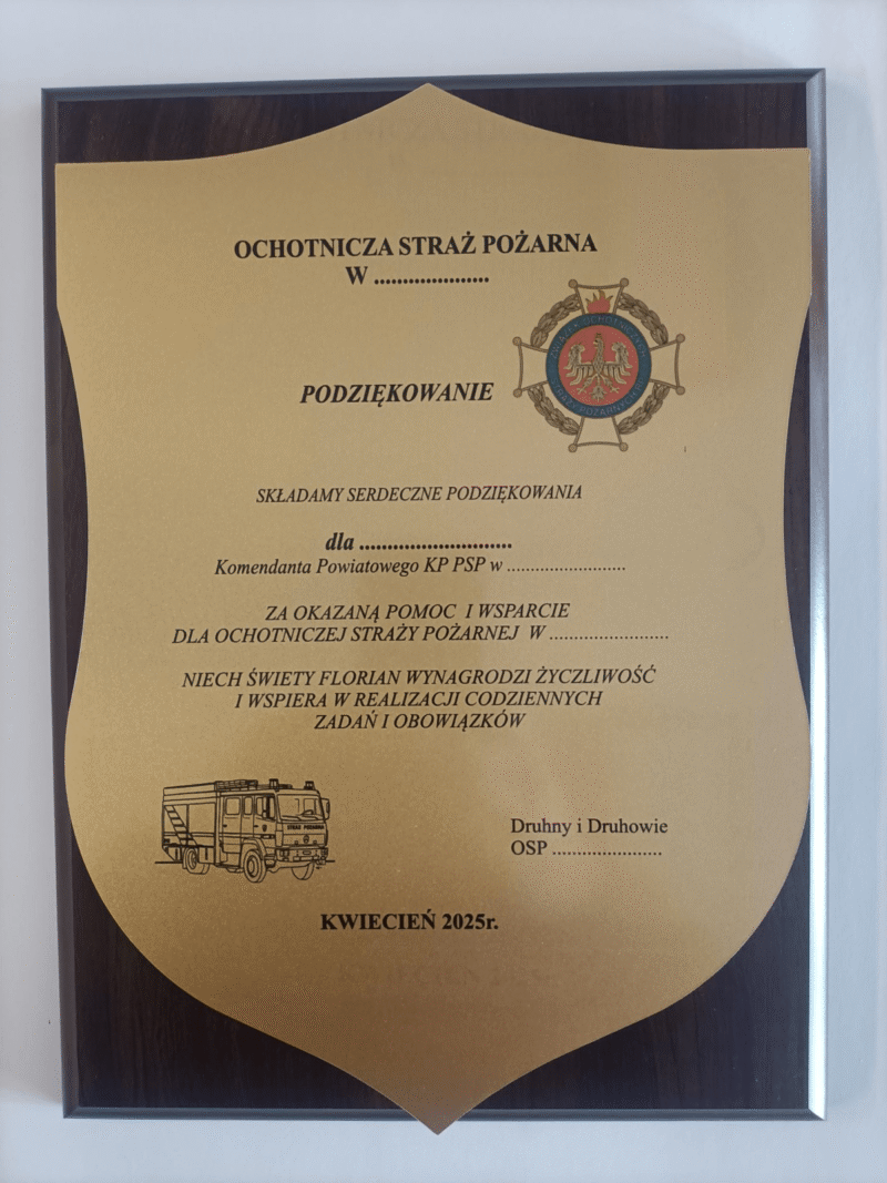 Podziękowanie na podkładzie MDF 30x20cm