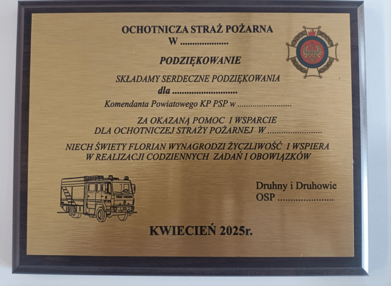 Podziękowanie na podkładzie MDF 22x18cm