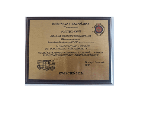 Podziękowanie na podkładzie MDF 22x18cm