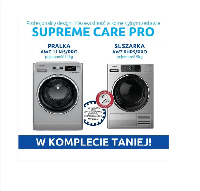 ZESTAW PRALKA I SUSZARKA WHIRLPOOL 11/9KG AWG1114SD/PRO i AWZ9HPS/PRO