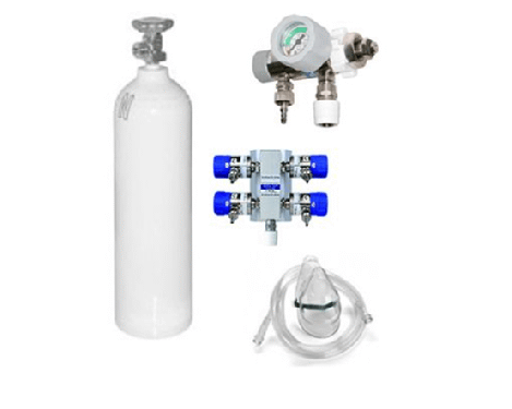 Zestaw do tlenoterapi masowej Zestaw do tlenoterapii masowej z butlą 10l.