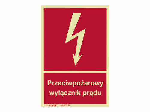 Znak przeciwpożarowy wyłącznik prądu