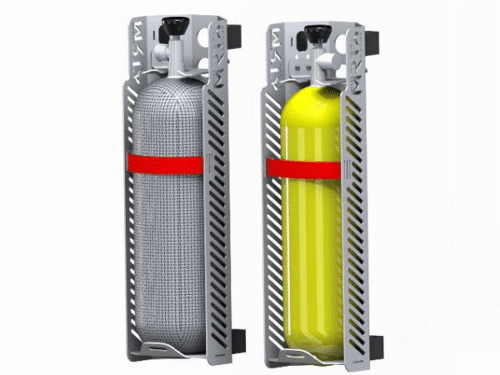 Uniwersalne mocowanie butli powietrznych kompozyt/stal pionowo