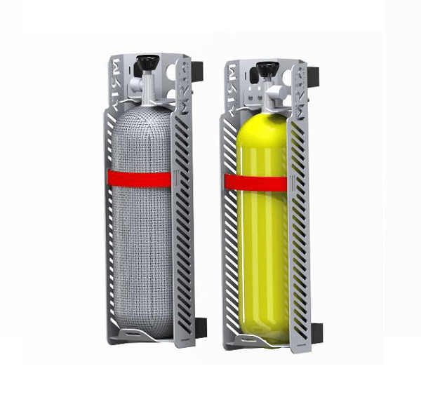 Uniwersalne mocowanie butli powietrznych kompozyt/stal pionowo